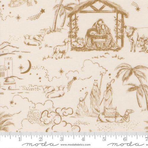 Silent Night - Quilting Cotton Fabric - Guided By A Star Toile Landscape Scenic Toile - Lamb