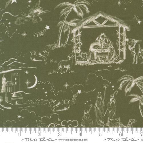 Silent Night - Quilting Cotton Fabric - Guided By A Star Toile Landscape Scenic Toile - Holly