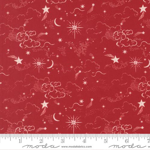 Silent Night - Quilting Cotton Fabric - Holy Night Skies Blenders Stars - Crimson