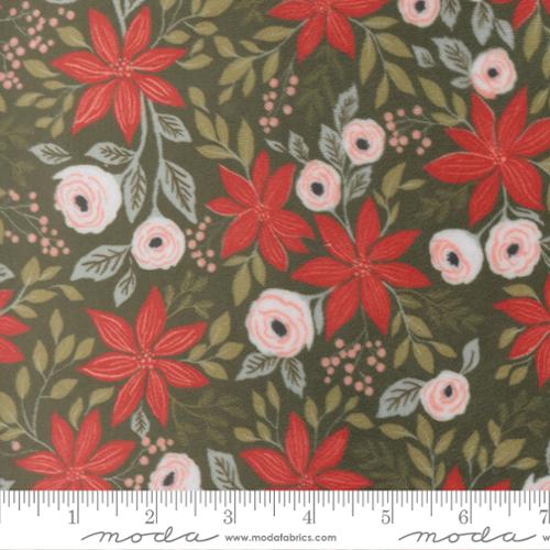Christmas Eve - Cuddle Fabric - Poinsettia Party Florals - Wintergreen