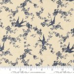 Bluebirds Nest - Quilting Cotton Fabric - Birds and Floral - Cream