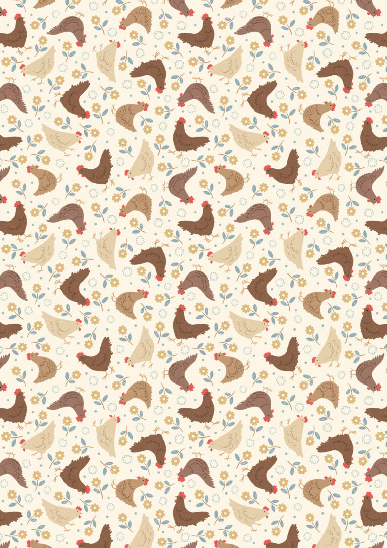 Country Croft - Quilting Cotton Fabric - Hens - Cream