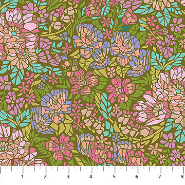 Rhapsody - Quilting Cotton Fabric - Mosaic - Avocado