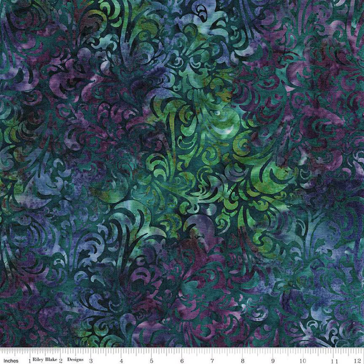 Cotton Fabric - Batiks - Twirl & Swirl - Peacock