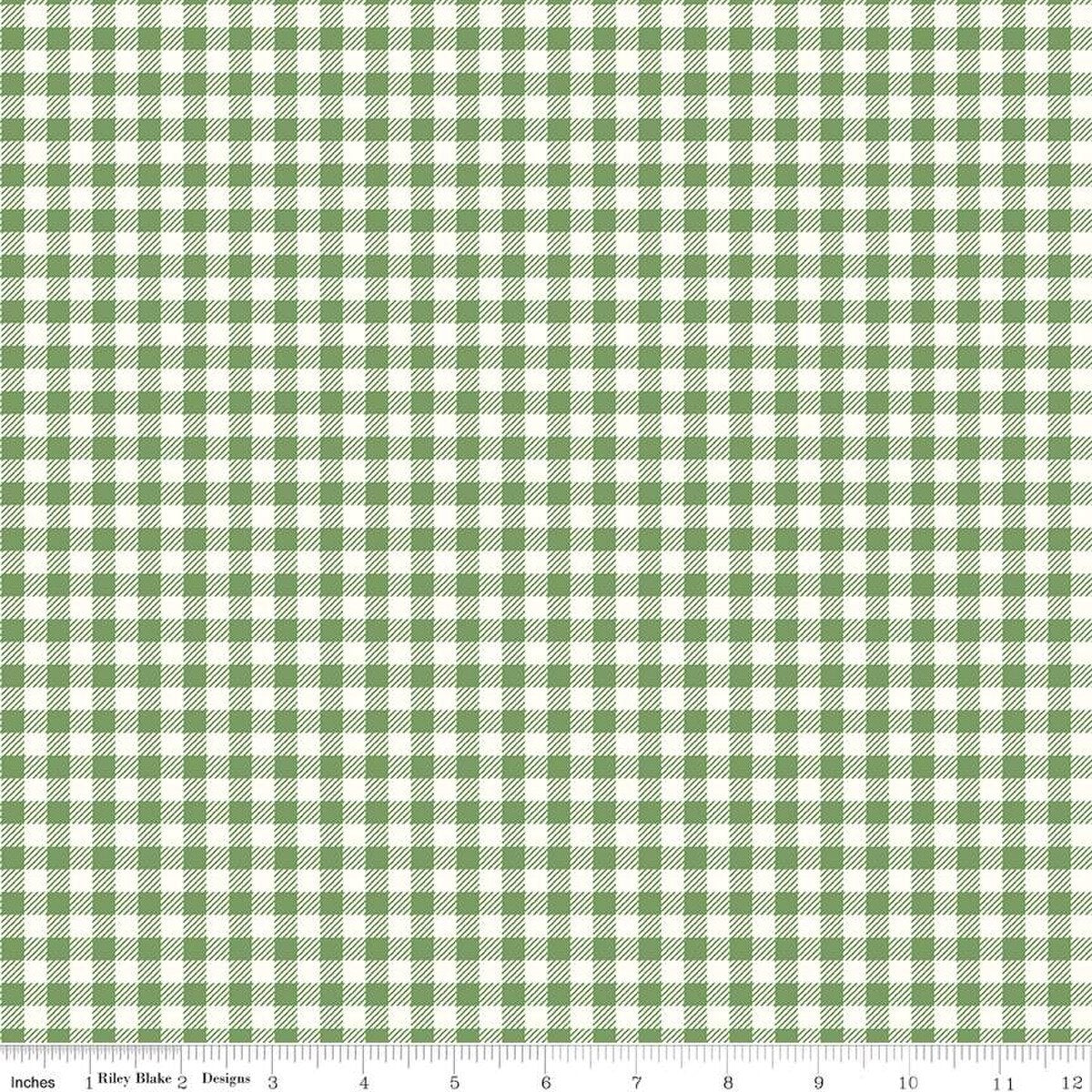 Bee Ginghams – Quilting Cotton Fabric – ReNae - Basil