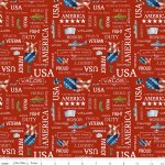 Letters From Home - Quilting Cotton Fabric - Text - Red