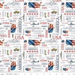 Letters From Home - Quilting Cotton Fabric - USA - White