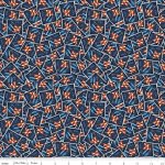 Letters From Home - Quilting Cotton Fabric - Flag Stamps - Navy