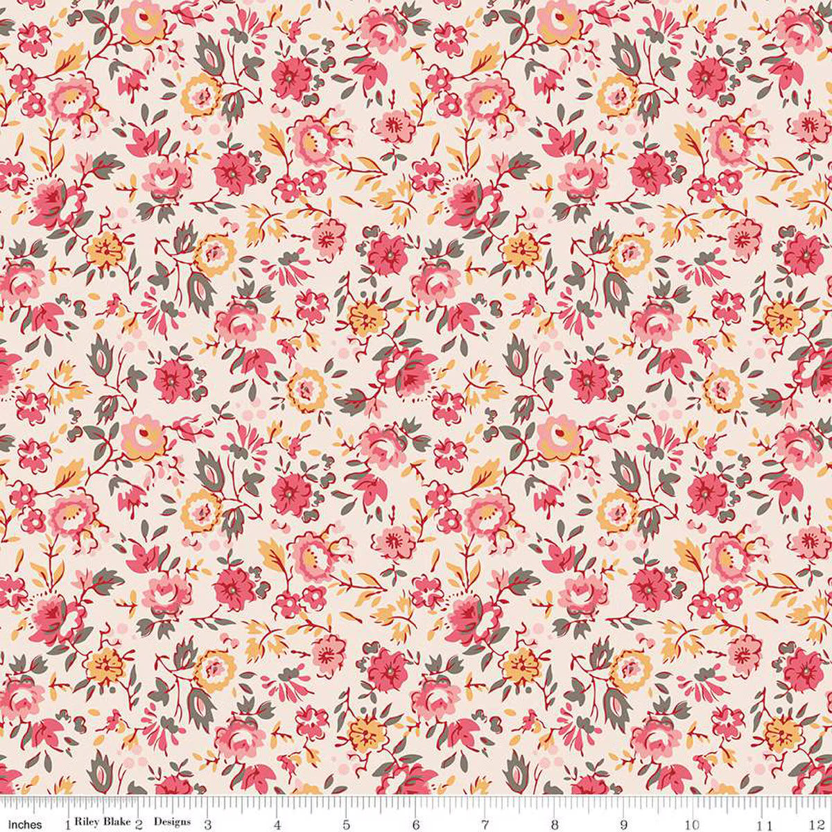 Piece and Plenty – Quilting Cotton Fabric - Floral - Coral