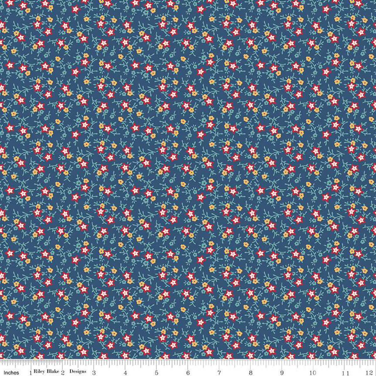 Americana – Quilting Cotton Fabric - July - Dark Denim
