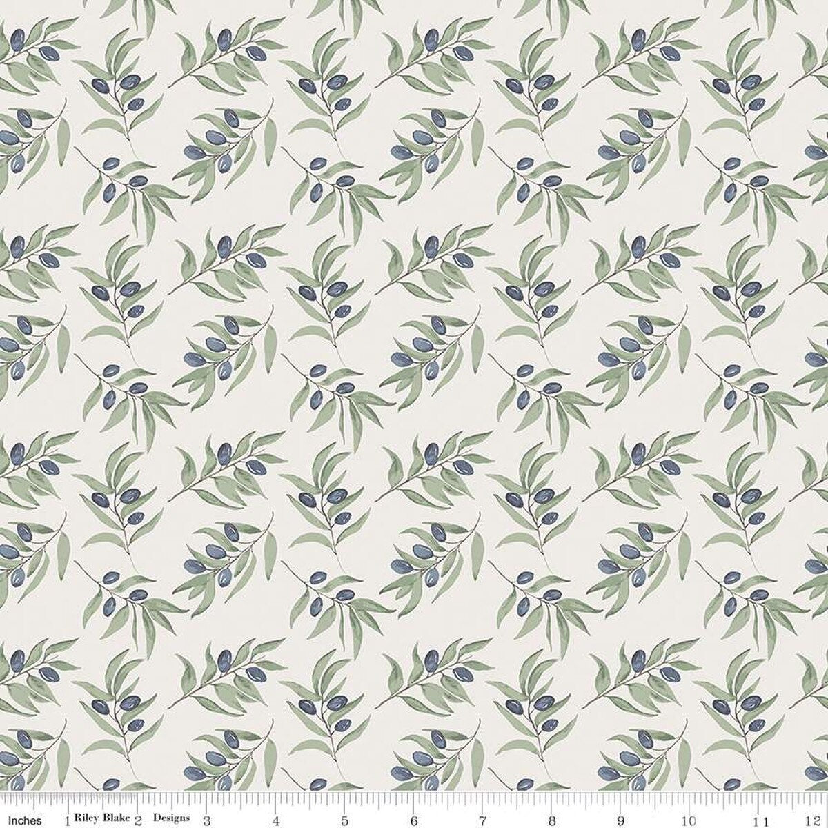 Olive Grove – Quilting Cotton Fabric – Olive Branches - Ivory