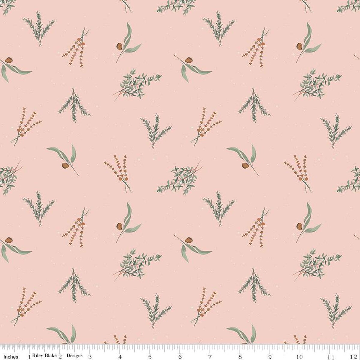 Olive Grove – Quilting Cotton Fabric – Herbs - Pink