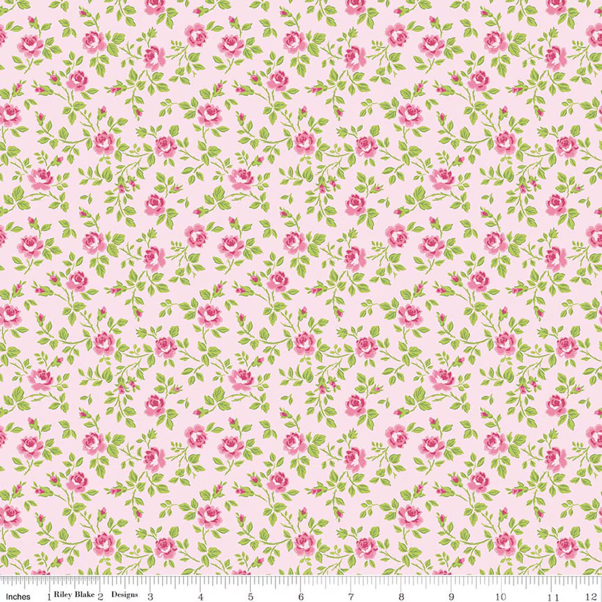 Hydrangeas in the Garden - Cotton Fabric - Tossed Floral - Pink