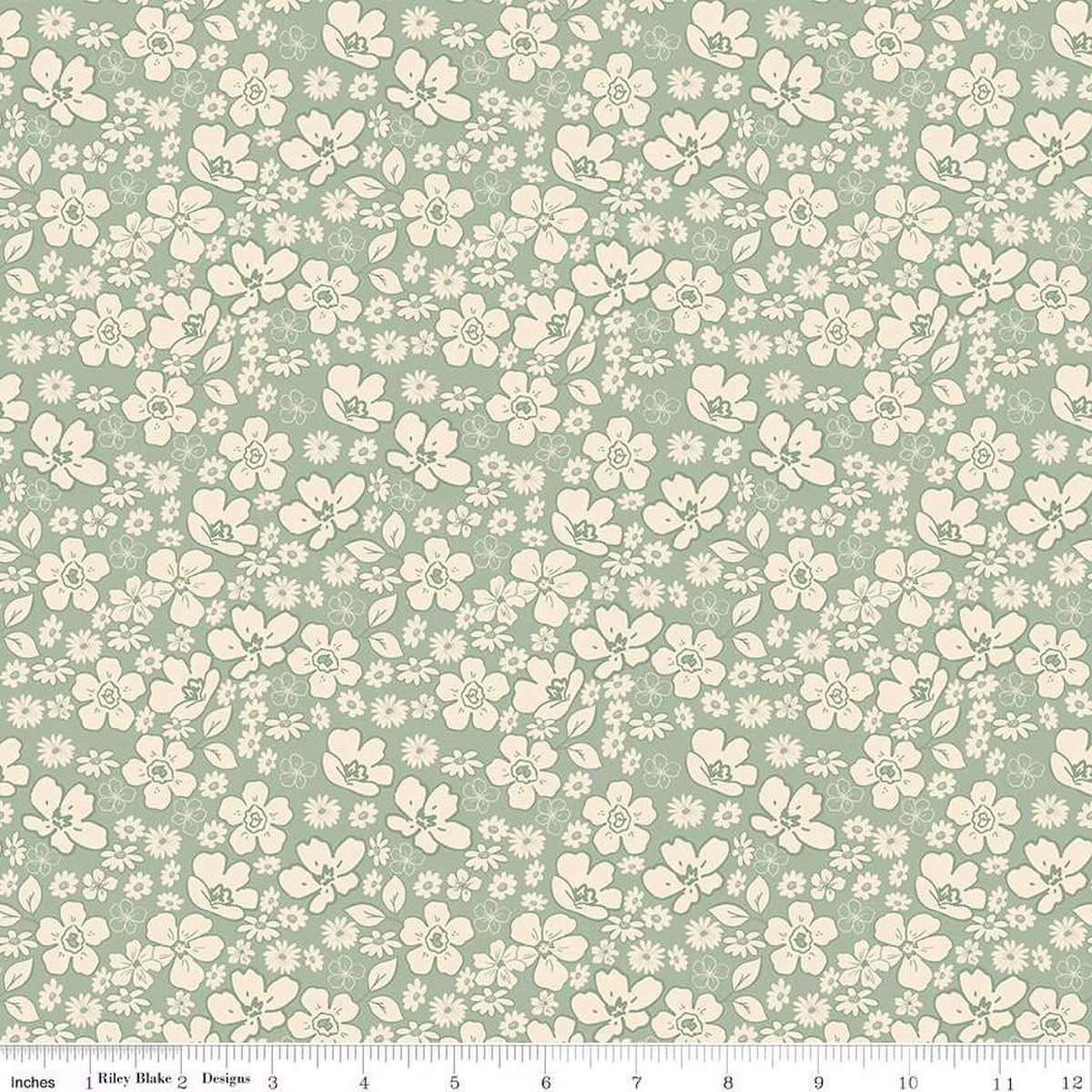 Morning Latte – Quilting Cotton Fabric – Tonal Floral - Aloe
