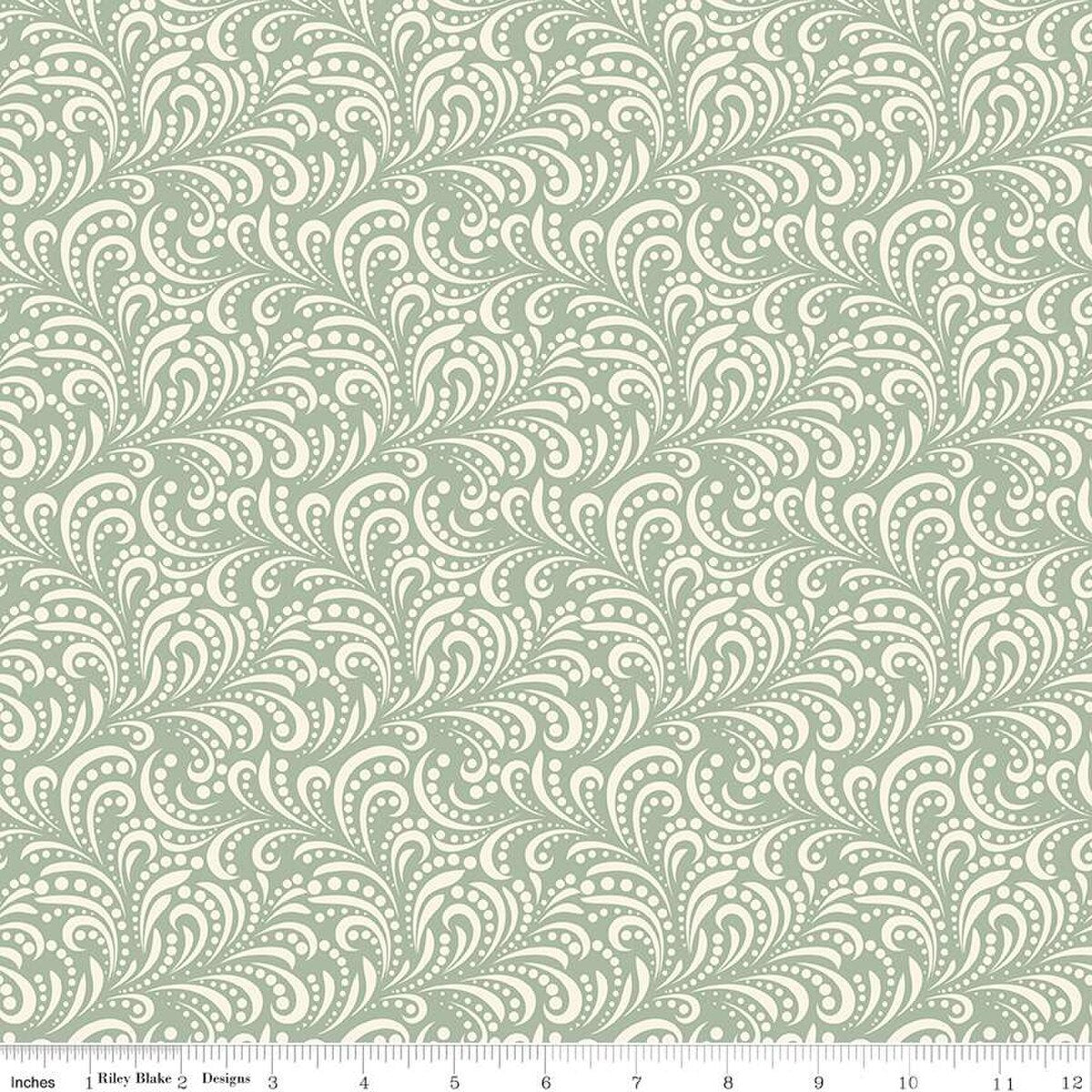 Morning Latte – Quilting Cotton Fabric – Swirls - Aloe