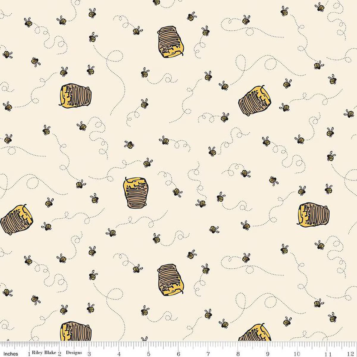 Winnie The Pooh – Quilting Cotton Fabric – Bees - Cream