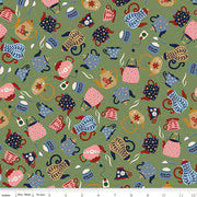 A Spoonful of Sugar - Quilting Cotton Fabric - Tea & Sugar - Green