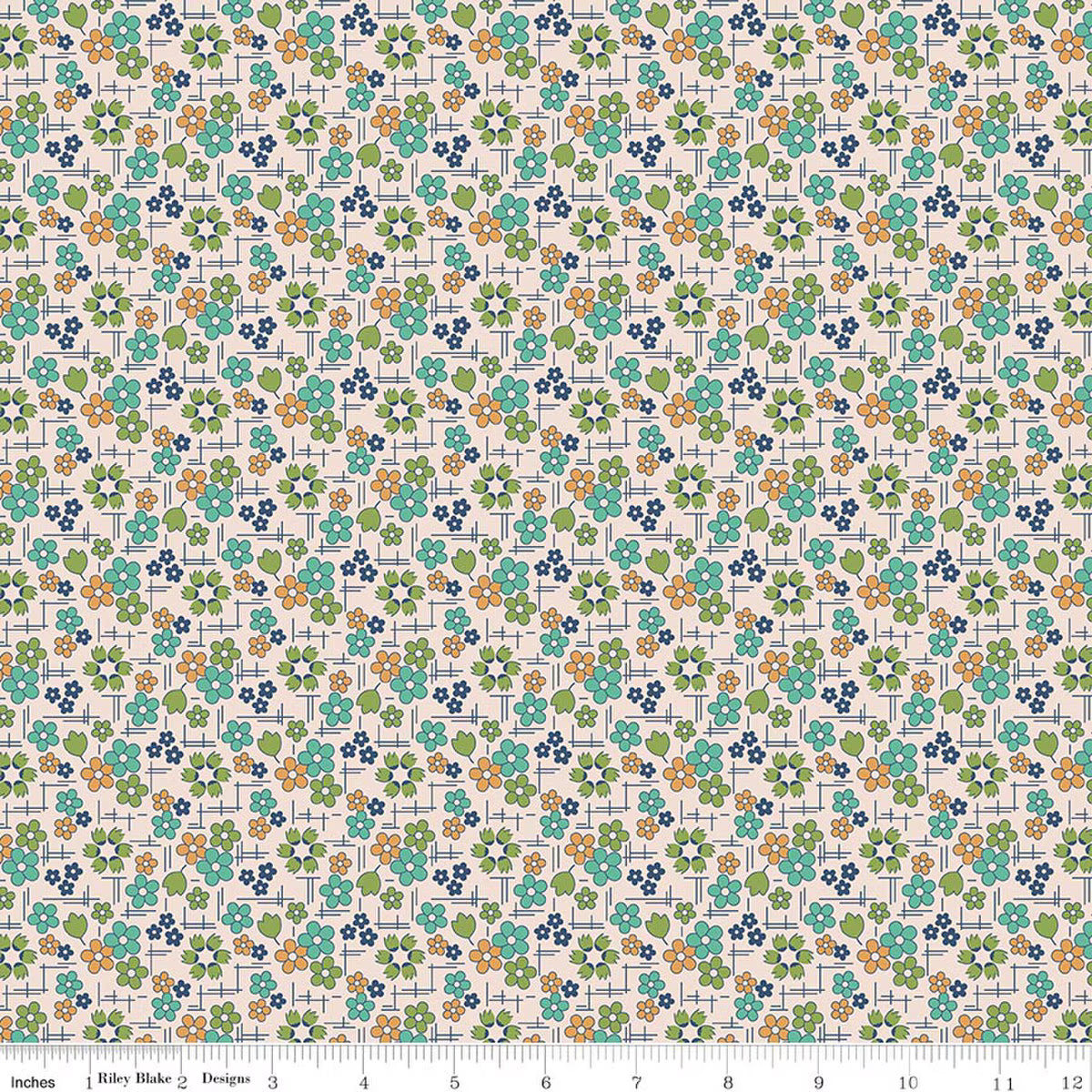 Farmer's Daughter – Quilting Cotton Fabric – Daisy - Sea Glass