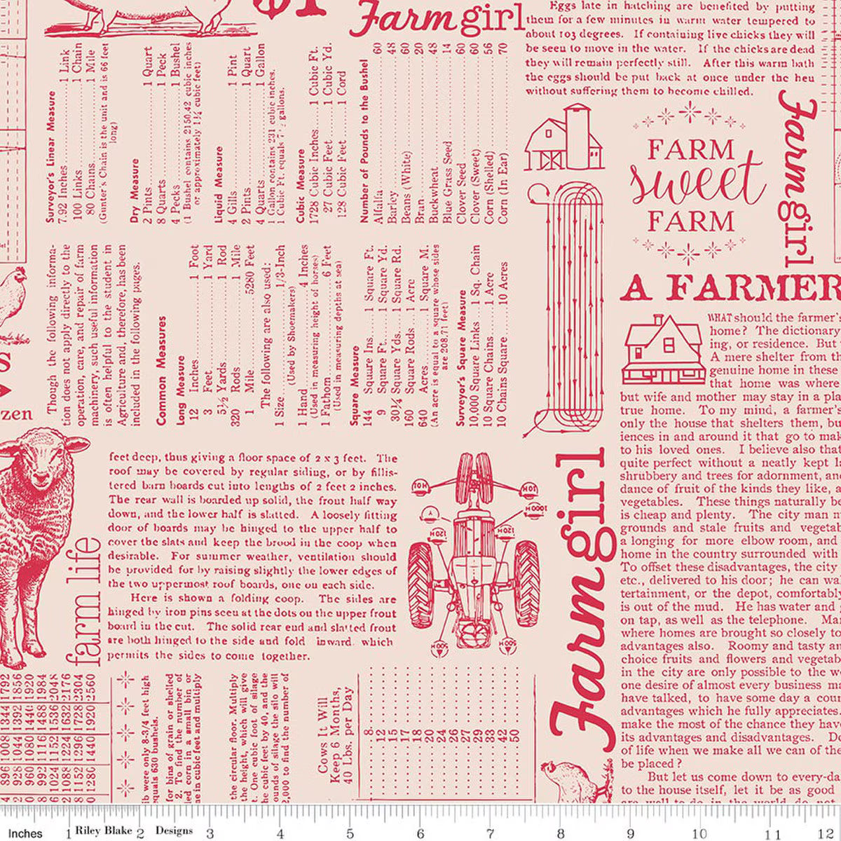 Farmer's Daughter – Quilting Cotton Background – Farm Life - Tea Rose