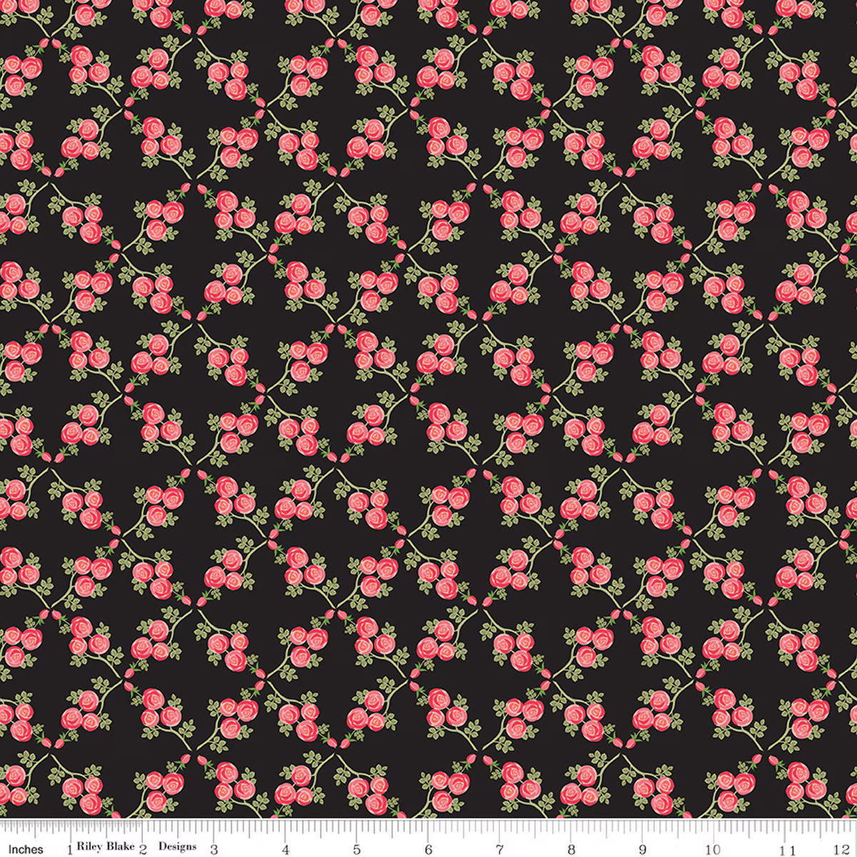 Front Porch - Quilting Cotton Fabric - Trellis - Black