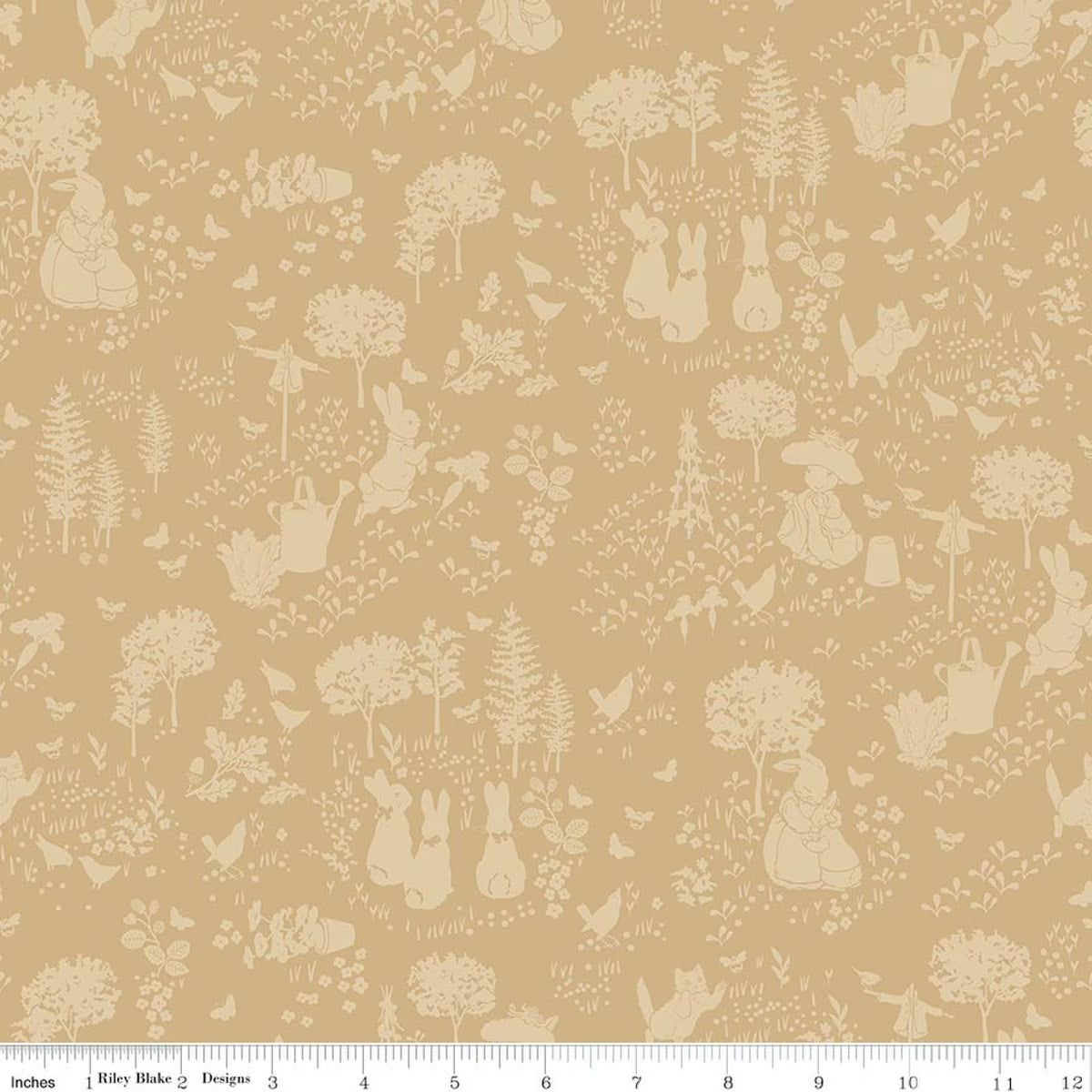 Peter Rabbit™ and Benjamin Bunny™ - Quilting Cotton - Tonal Garden - Tan