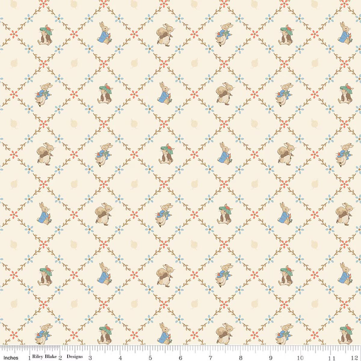 Peter Rabbit™ and Benjamin Bunny™ - Quilting Cotton - Lattice - Cream