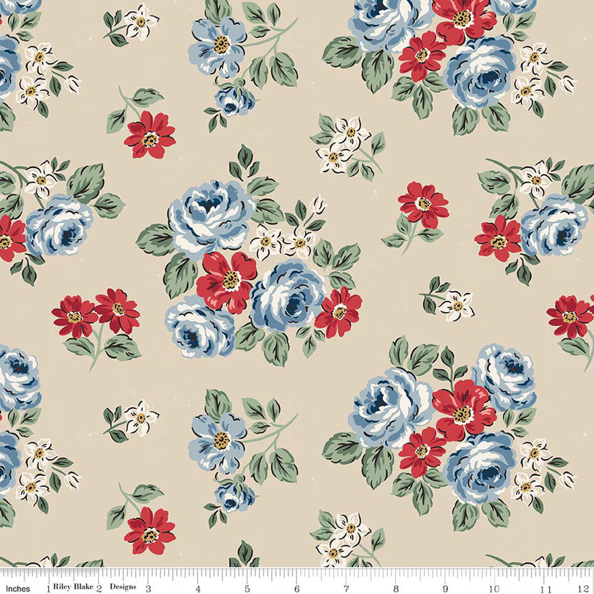 Independence - Quilting Cotton - Floral - Beige
