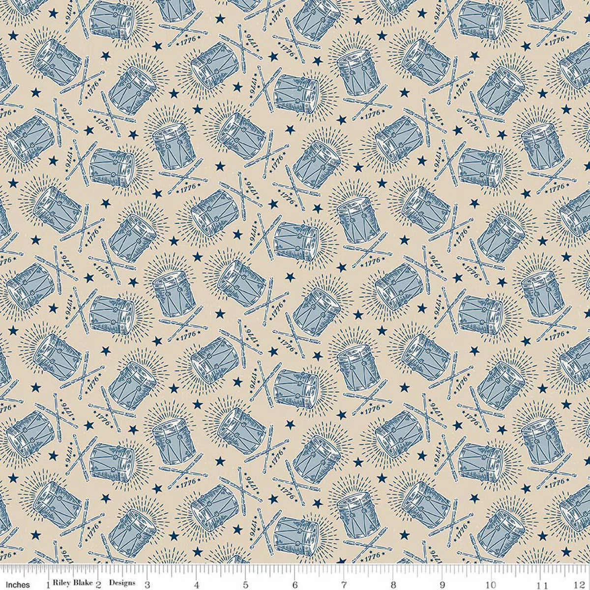 Independence - Quilting Cotton - Drums - Beige