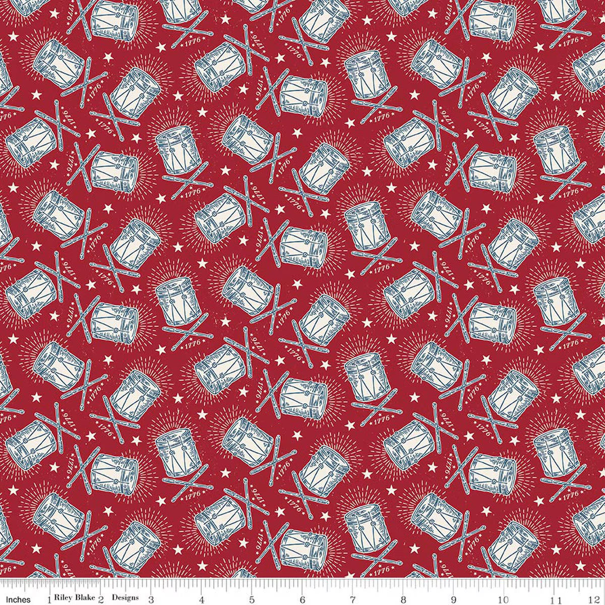 Independence - Quilting Cotton - Drums - Cherry Tart