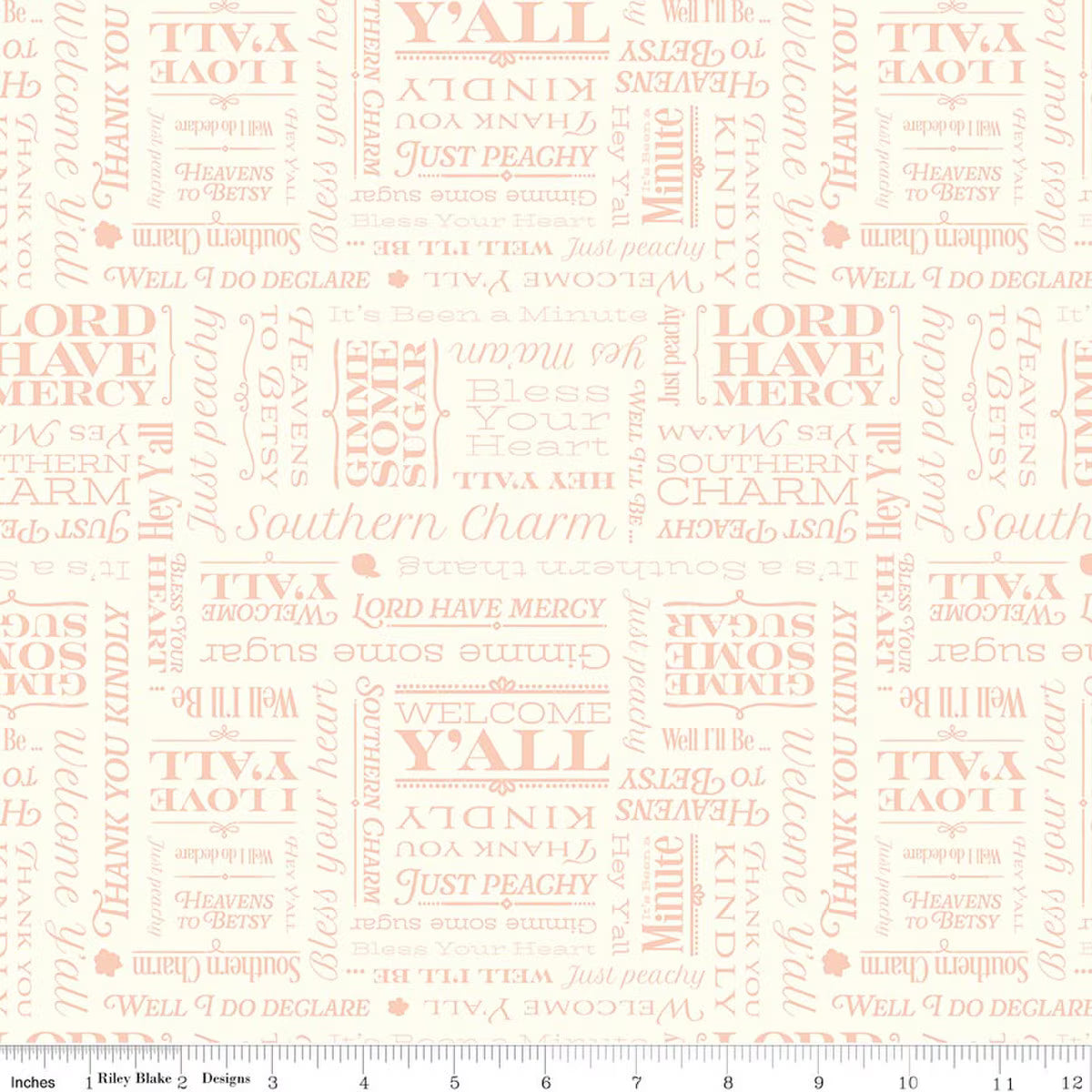Southern Charm - Quilting Cotton Fabric - Text - Cloud