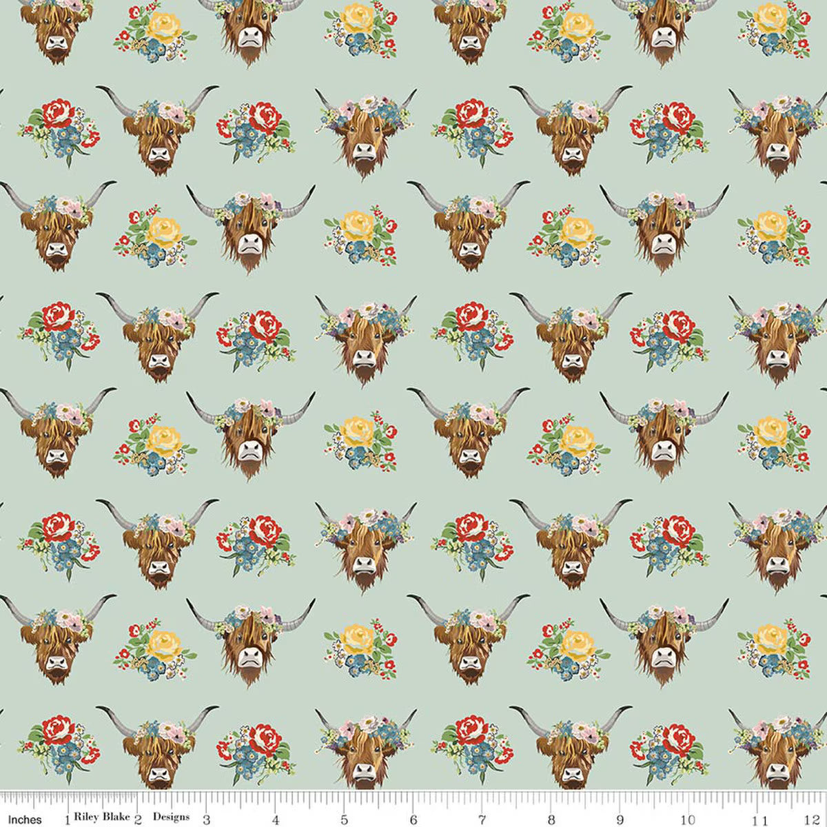 Cowgirl - Quilting Cotton Fabric - Highland Cows - Misty