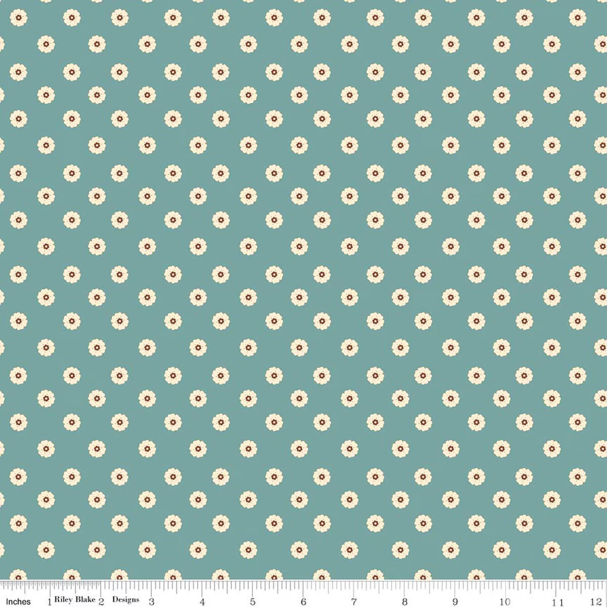 Cowgirl - Quilting Cotton Fabric - Flower Dots - Blue