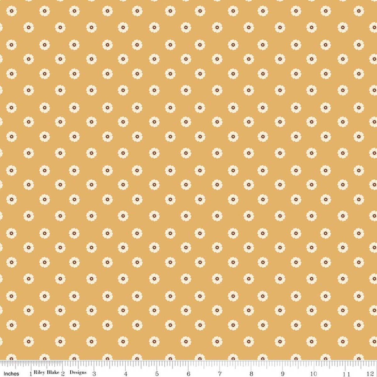 Cowgirl - Quilting Cotton Fabric - Flower Dots - Yellow