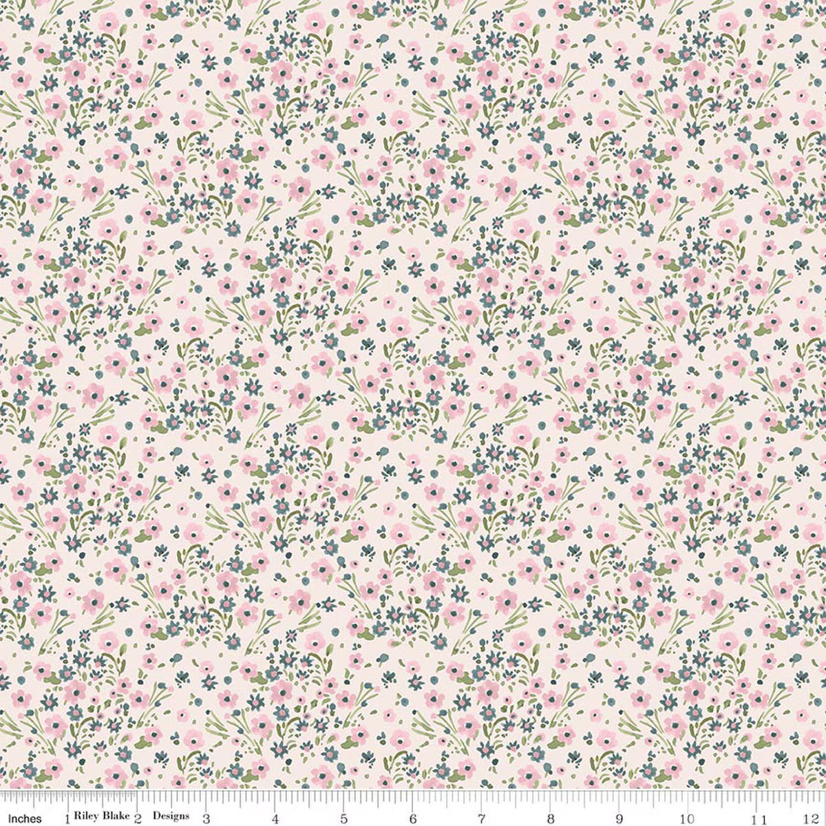 Sketchbook - Quilting Cotton Fabric - Blossoms - Cream