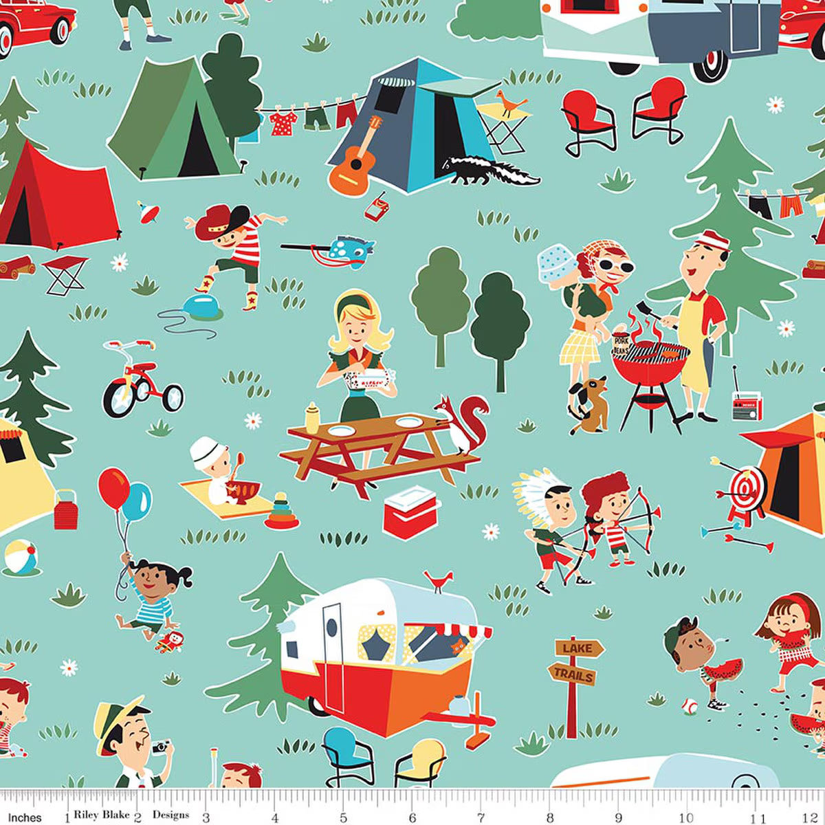 Happy Haven - Quilting Cotton Fabric - Main - Aqua
