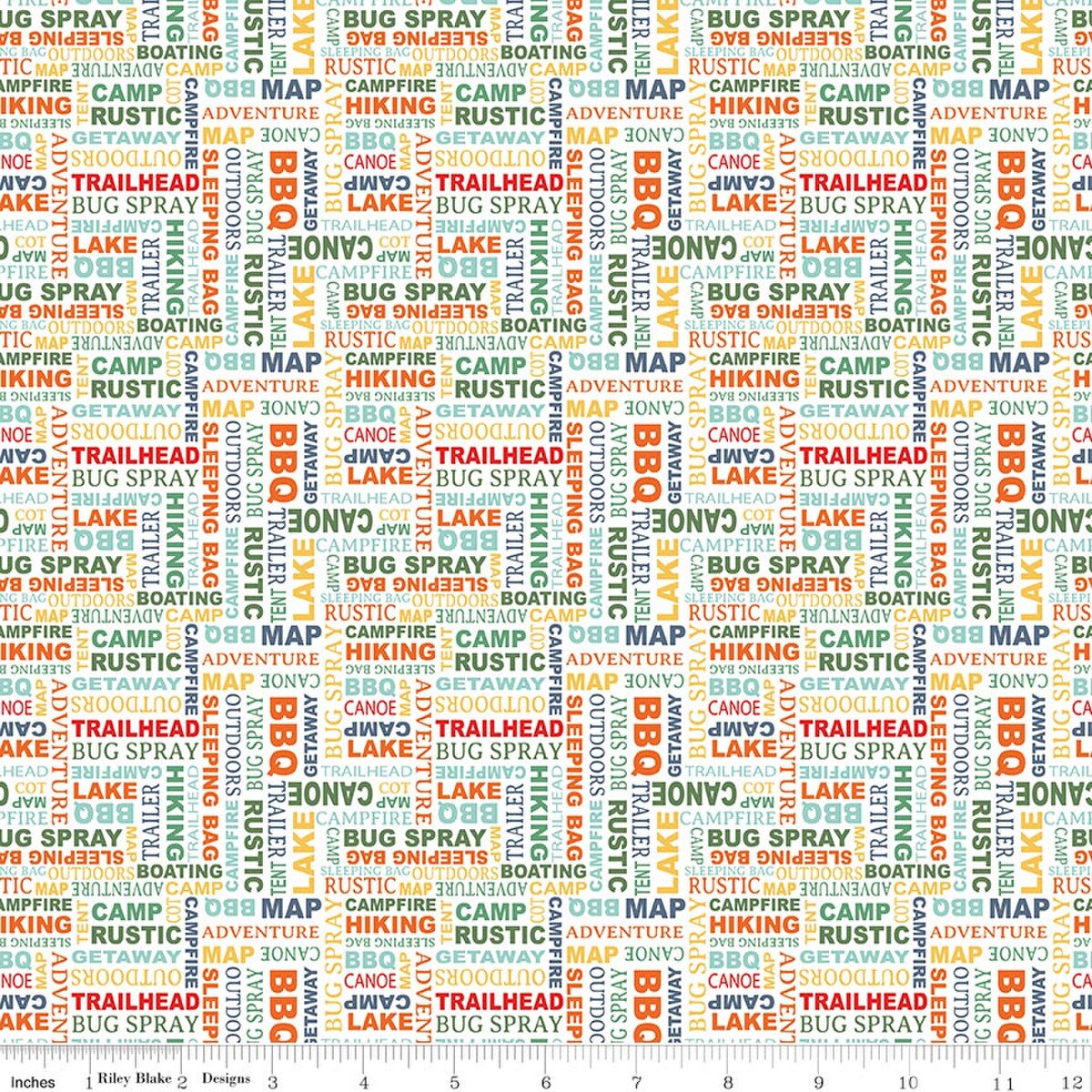 Happy Haven - Quilting Cotton Fabric - Text - White