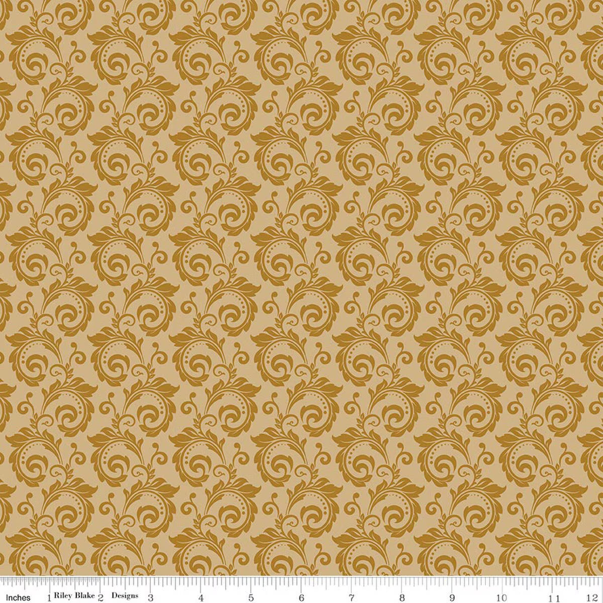 Christmas Greetings - Quilting Cotton Fabric - Scroll - Gold