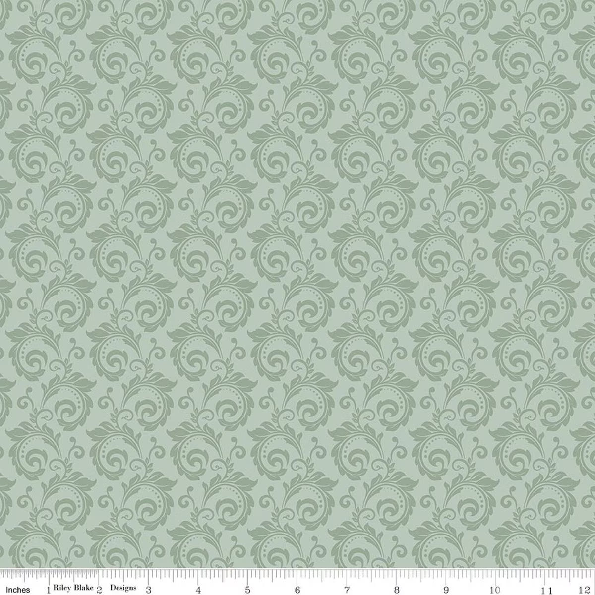 Christmas Greetings - Quilting Cotton Fabric - Scroll - Sage
