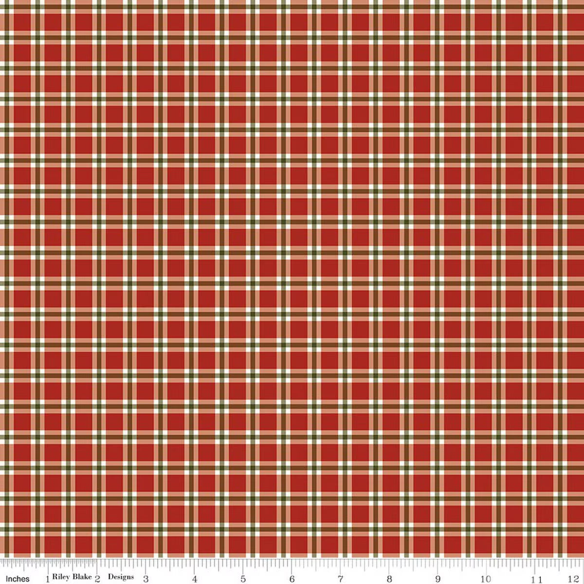 Christmas Greetings - Quilting Cotton Fabric - Plaid -Red