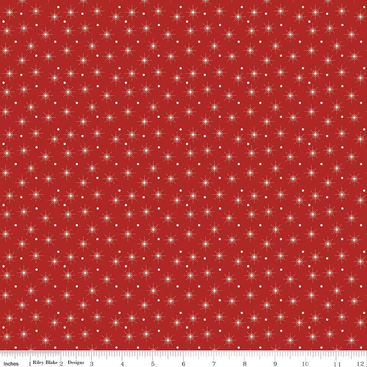 Christmas Greetings - Quilting Cotton Fabric - Christmas Lights - Red