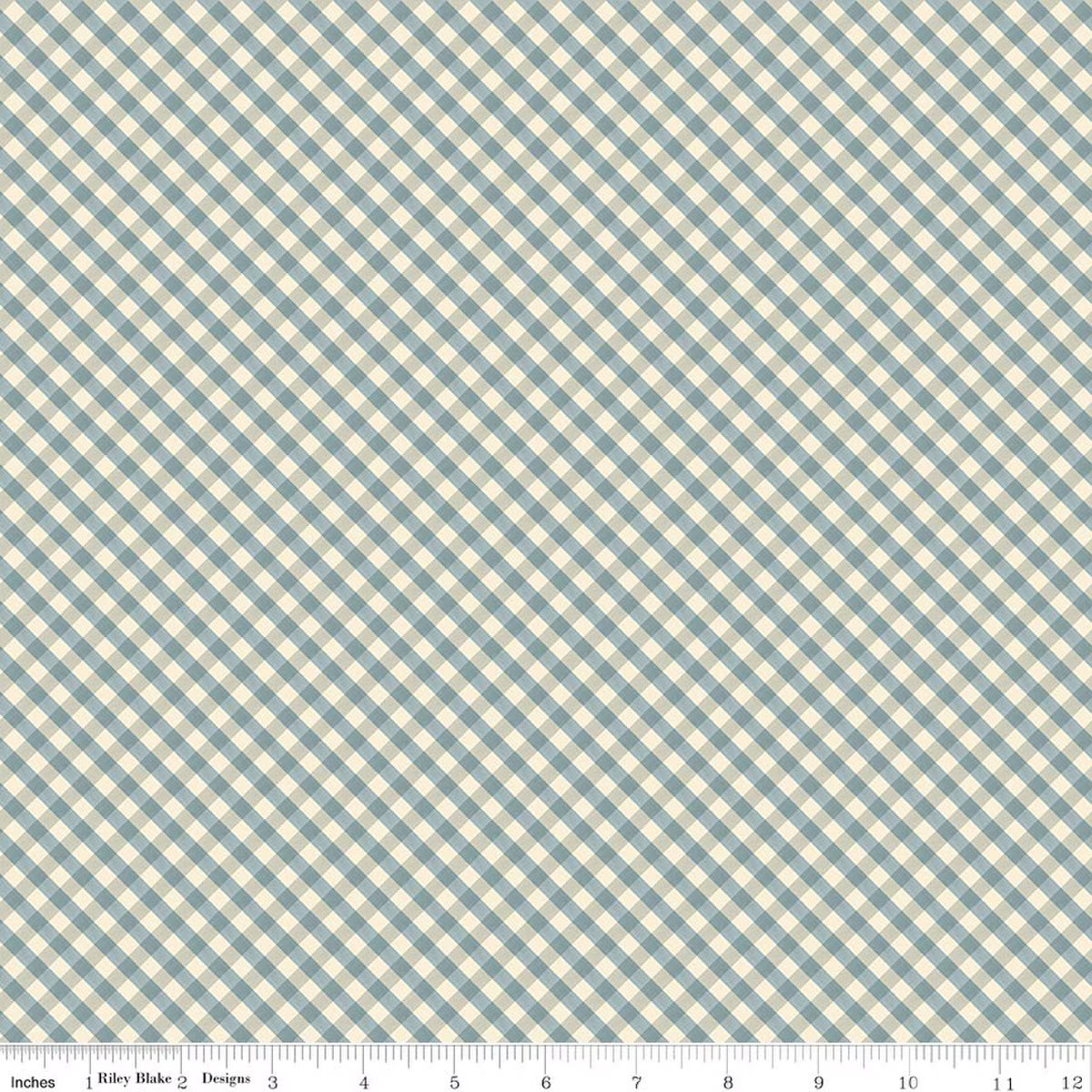 Lil' Farm Friends - Quilting Cotton Fabric - Gingham - Blue