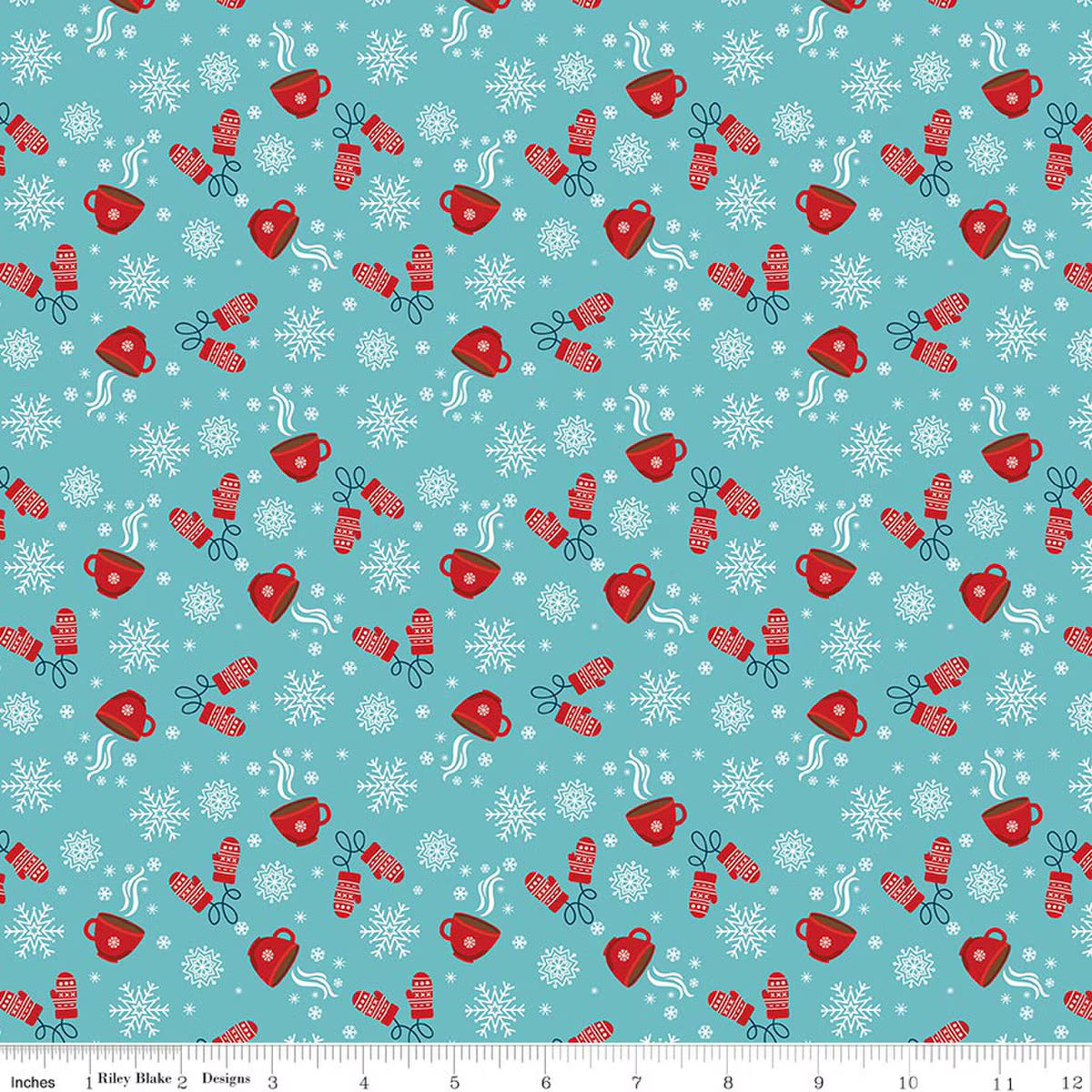 A Perfect Winter - Quilting Cotton Fabric - Cocoa - Blue