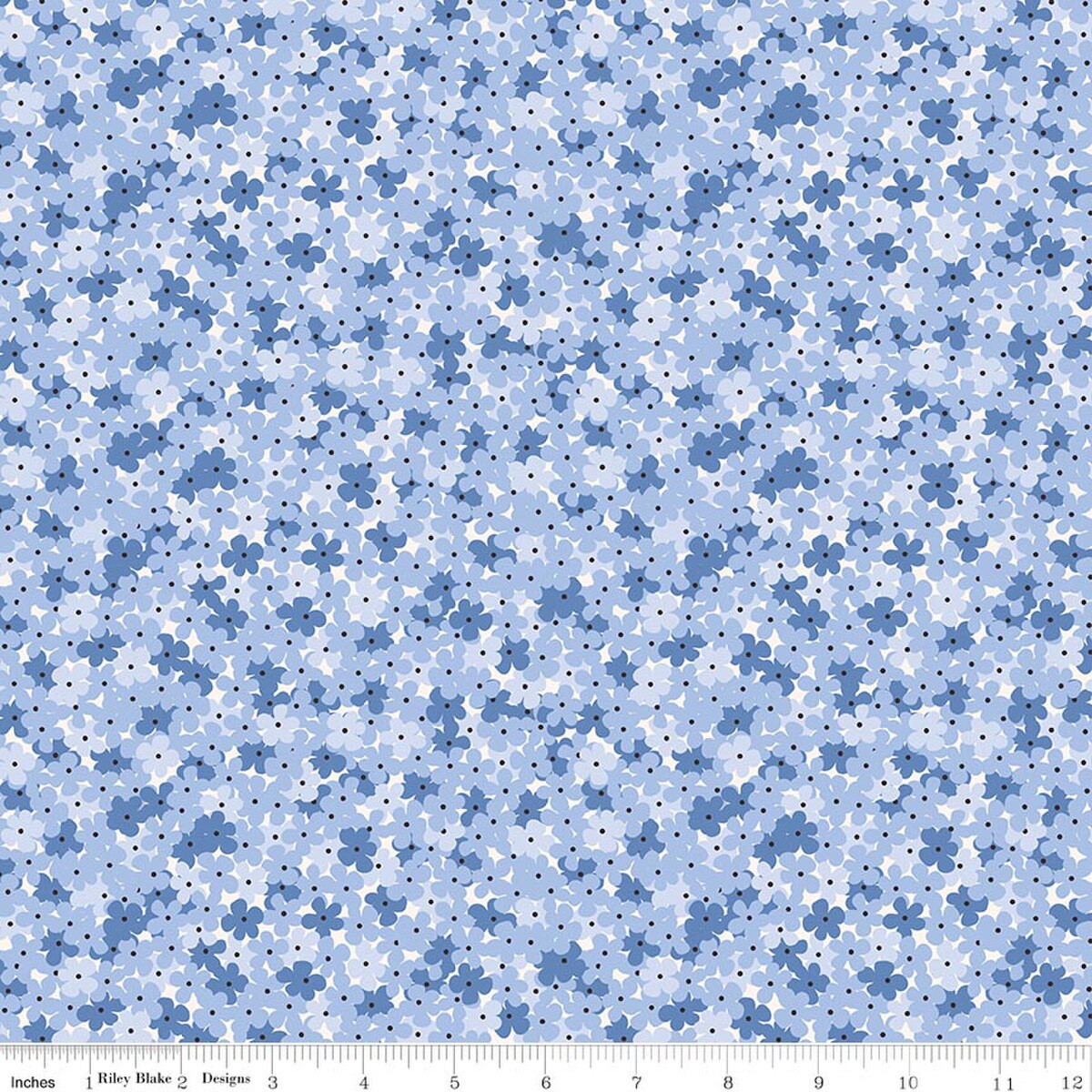 Foxglove - Quilting Cotton Fabric - Hydrangea - Blueberry