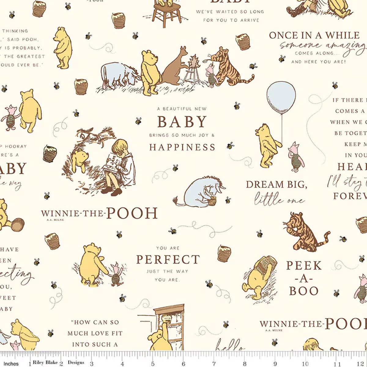 Winnie-The-Pooh – Quilting Cotton Fabric – Baby Main - Cream