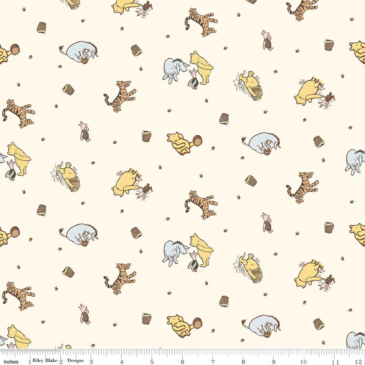Winnie-The-Pooh – Quilting Cotton Fabric – Baby Character Toss - Cream
