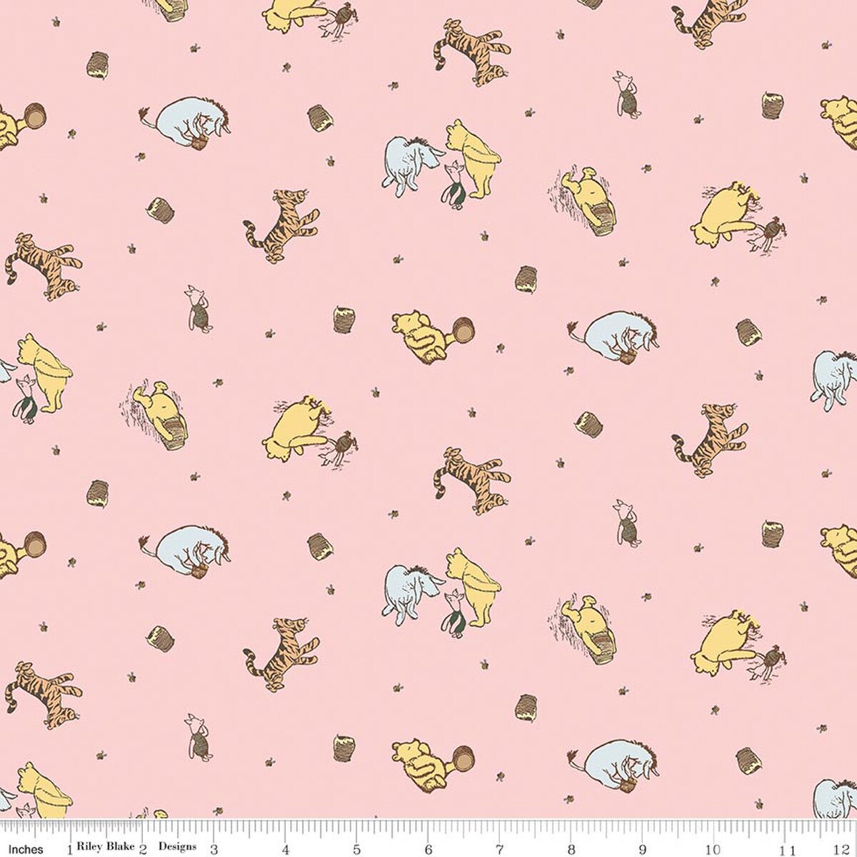 Winnie-The-Pooh – Quilting Cotton Fabric – Baby Character Toss - Pink