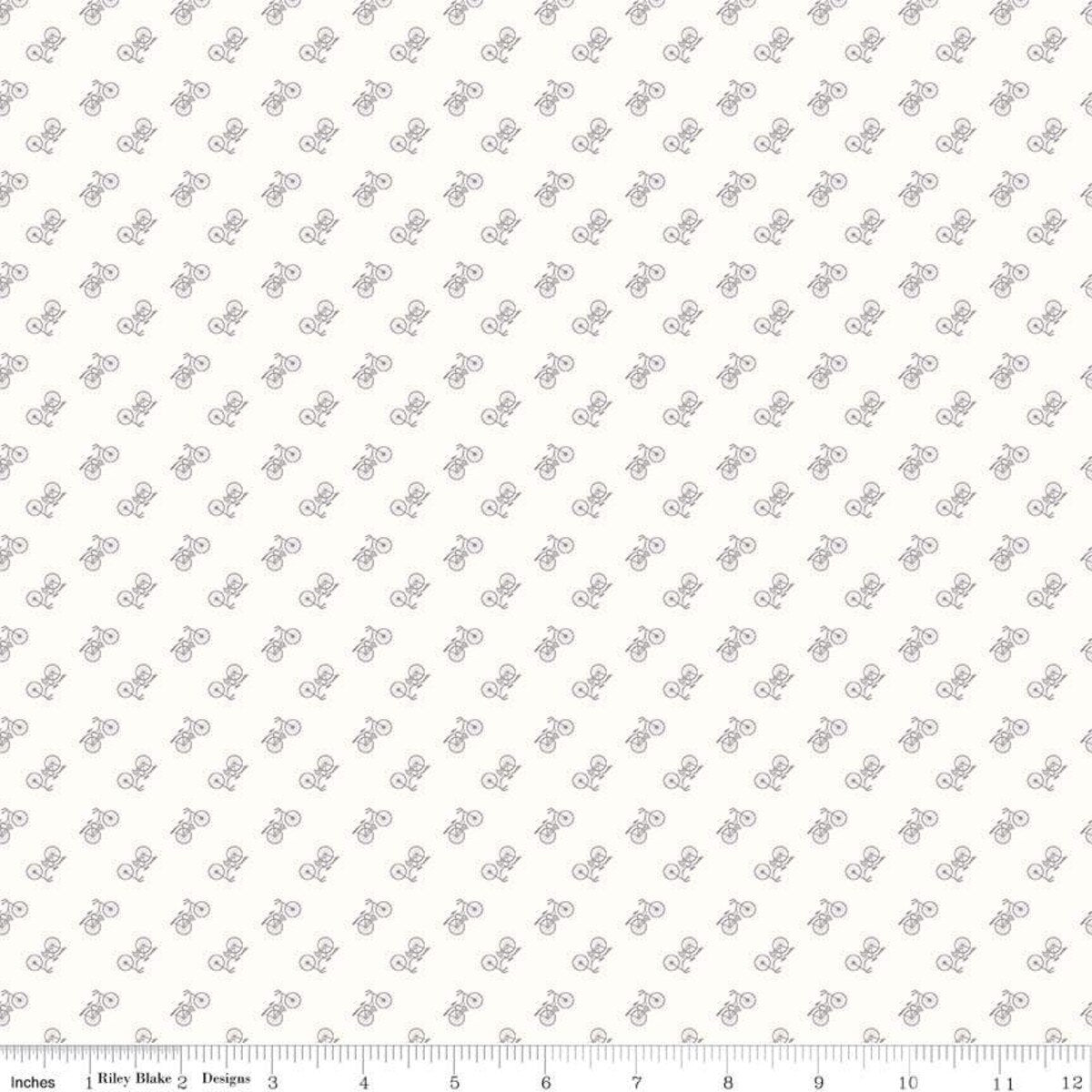 Bee Backgrounds – Quilting Cotton Fabric – Bicycle - Gray