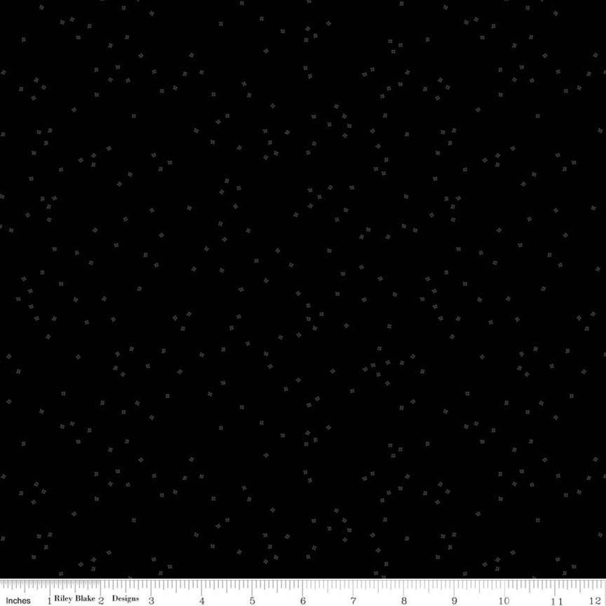 Blossom - Quilting Cotton Fabric - Tone-on-Tone - Black