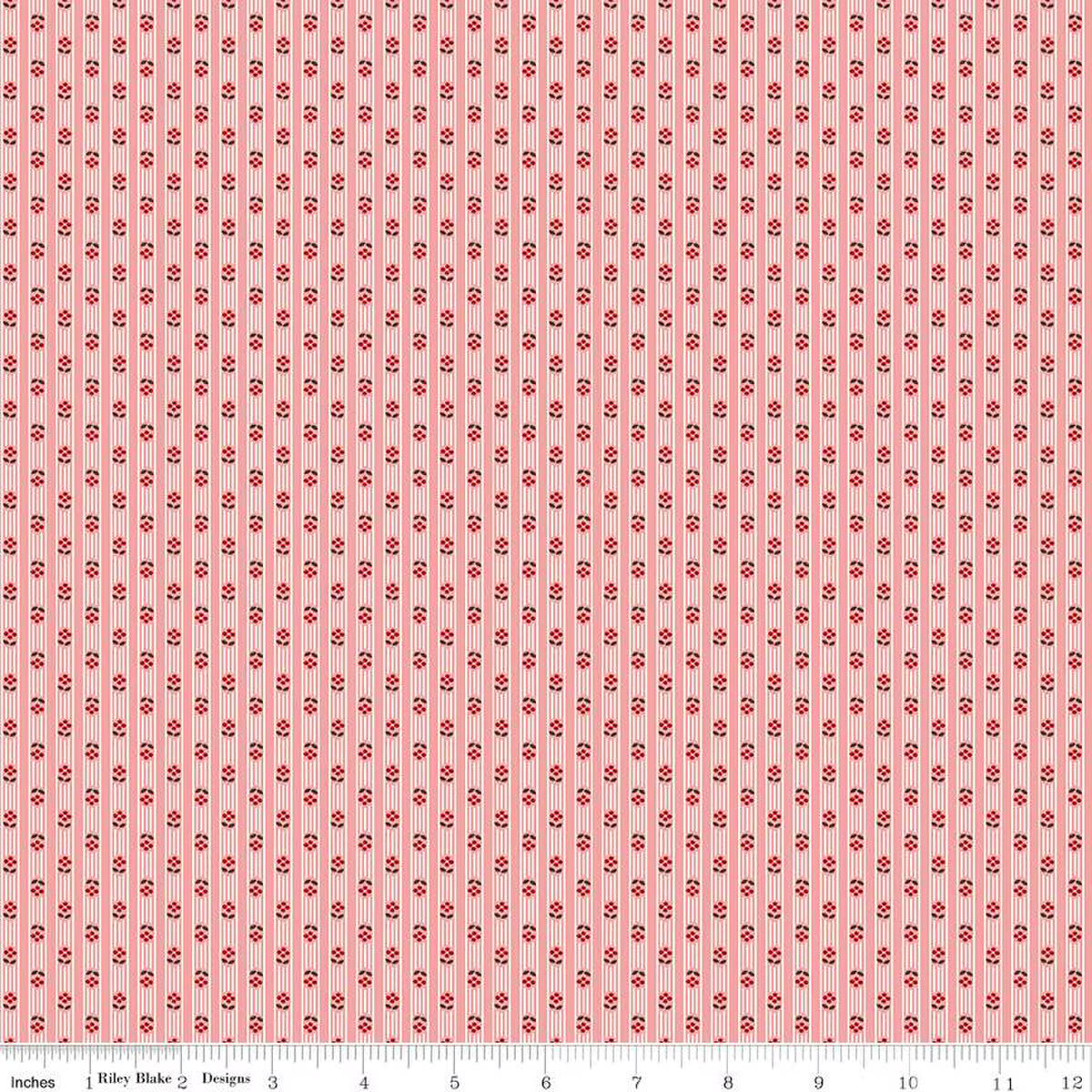 Prim - Cotton Fabric - Stripe - Coral