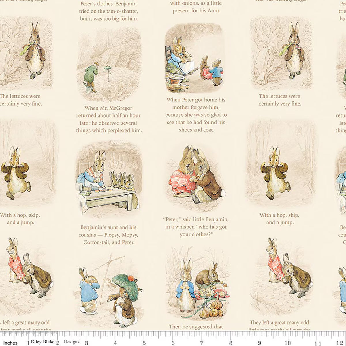 Peter Rabbit™ and Benjamin Bunny™ - Quilting Cotton - Story Time - Cream
